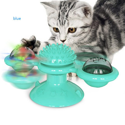 Interactive Cat Windmill Toy – Rotating Suction Cup Catnip & Teeth Grinding Toy