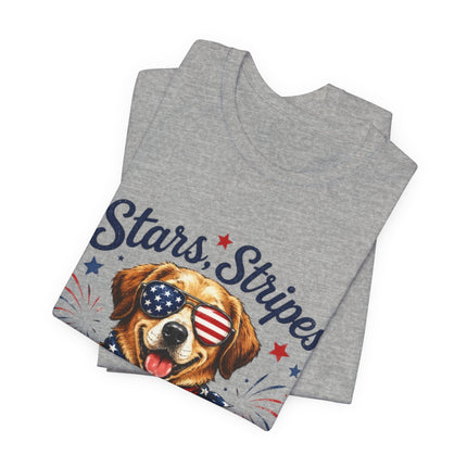 Patriotic Dog Tee — "Stars, Stripes & Wagging Tails"