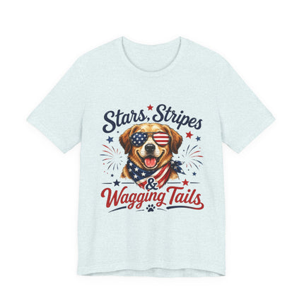 Patriotic Dog Tee — "Stars, Stripes & Wagging Tails"