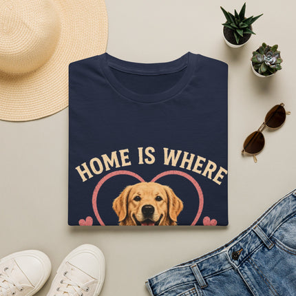 Home Is Where My Dog [Name] Is Personalized T-Shirt – Custom Golden Retriever Gift