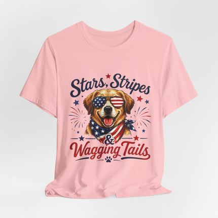 Patriotic Dog Tee — "Stars, Stripes & Wagging Tails"