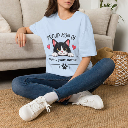 Personalized Proud Mom of Cat Shirt | Custom Cat Mom Gift with Pet Name