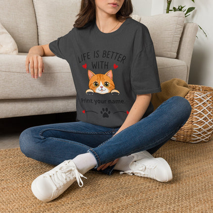 Life Is Better With Cat T-Shirt — Customizable Pet Lover Tee