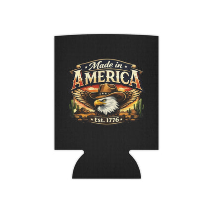 Made in America Can Cooler — Patriotic Bald Eagle Beer Koozie (Est. 1776)