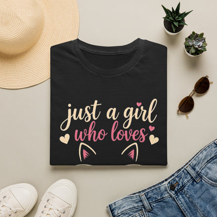 Just a Girl Who Loves Cats Personalized T-Shirt – Custom Cat Name Gift for Women