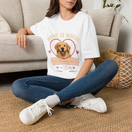 Home Is Where My Dog [Name] Is Personalized T-Shirt – Custom Golden Retriever Gift