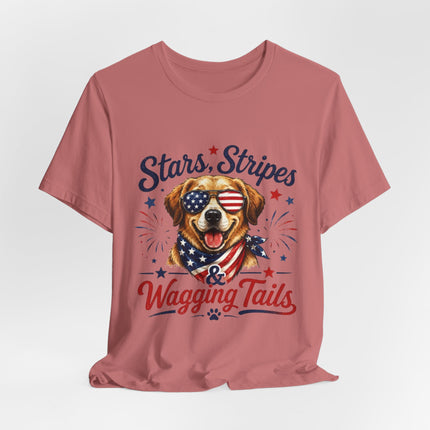 Patriotic Dog Tee — "Stars, Stripes & Wagging Tails"