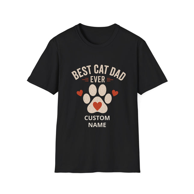 Best Cat Dad Ever Personalized T-Shirt – Custom Cat Name Gift for Cat Lovers