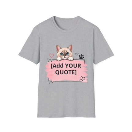 Personalized Cat Peeking T-Shirt – Add Your Own Quote | Cute Kitten Gift