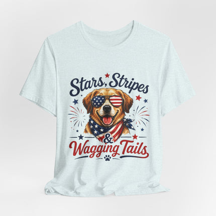 Patriotic Dog Tee — "Stars, Stripes & Wagging Tails"