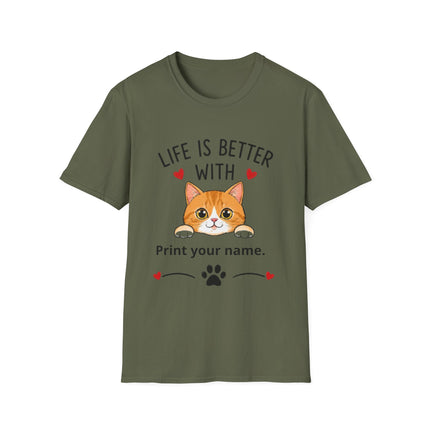 Life Is Better With Cat T-Shirt — Customizable Pet Lover Tee