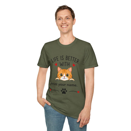 Life Is Better With Cat T-Shirt — Customizable Pet Lover Tee