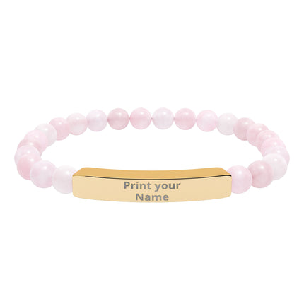 Engraved Natural Stone Stretch Bar Bracelet – Personalized Beaded Healing Jewelry