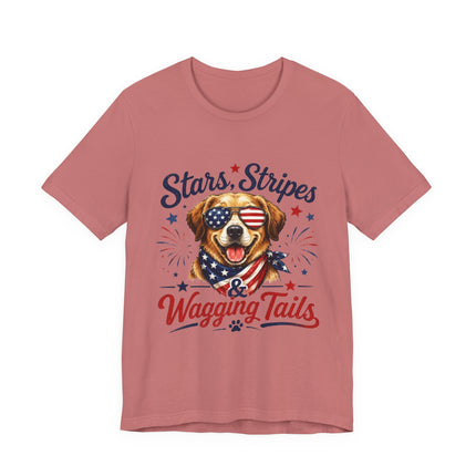 Patriotic Dog Tee — "Stars, Stripes & Wagging Tails"