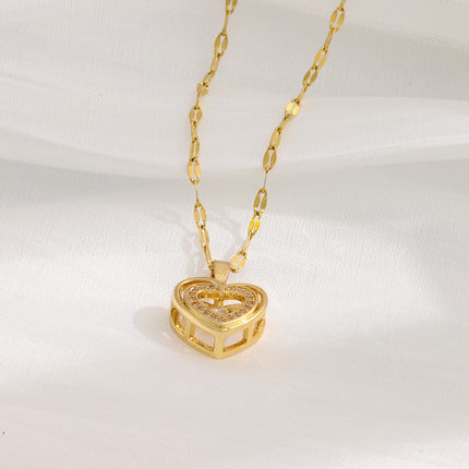 Double Layer Heart Necklace for Women – Gold Rhinestone Love Pendant Jewelry