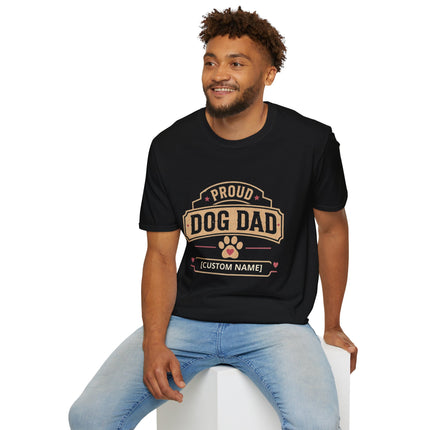 Proud Dog Dad Personalized T-Shirt – Custom Dog Name Gift for Pet Fathers