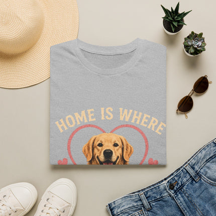 Home Is Where My Dog [Name] Is Personalized T-Shirt – Custom Golden Retriever Gift