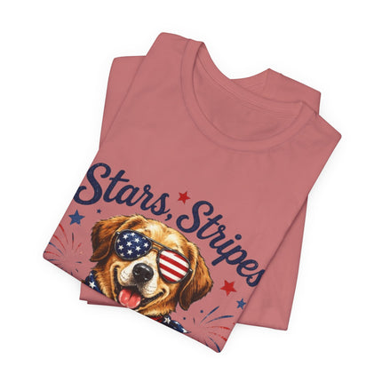 Patriotic Dog Tee — "Stars, Stripes & Wagging Tails"