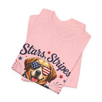 Patriotic Dog Tee — "Stars, Stripes & Wagging Tails"