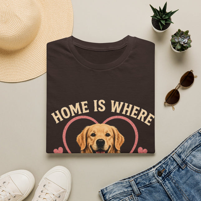 Home Is Where My Dog [Name] Is Personalized T-Shirt – Custom Golden Retriever Gift