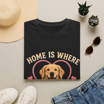Home Is Where My Dog [Name] Is Personalized T-Shirt – Custom Golden Retriever Gift