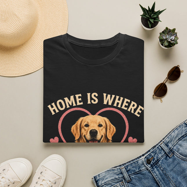 Home Is Where My Dog [Name] Is Personalized T-Shirt – Custom Golden Retriever Gift