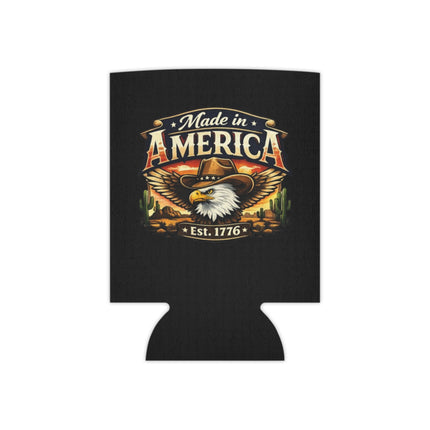 Made in America Can Cooler — Patriotic Bald Eagle Beer Koozie (Est. 1776)