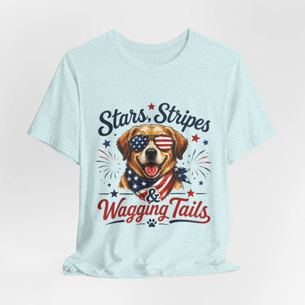 Patriotic Dog Tee — "Stars, Stripes & Wagging Tails"