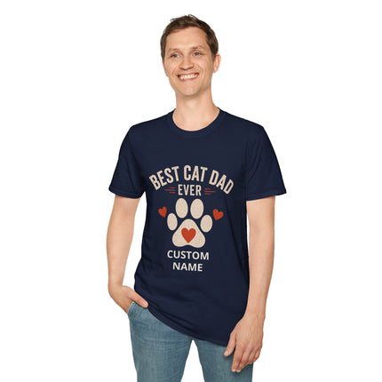 Best Cat Dad Ever Personalized T-Shirt – Custom Cat Name Gift for Cat Lovers