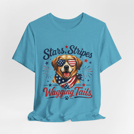 Patriotic Dog Tee — "Stars, Stripes & Wagging Tails"