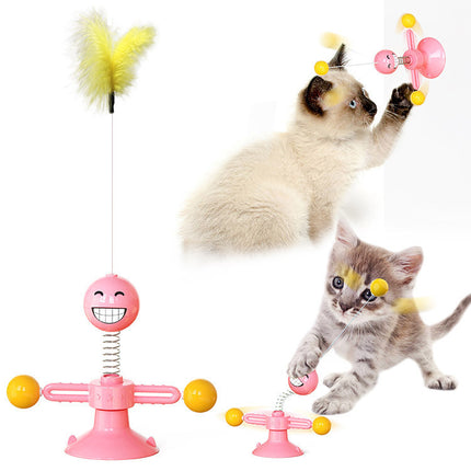 Interactive Cat Windmill Toy – Rotating Suction Cup Catnip & Teeth Grinding Toy
