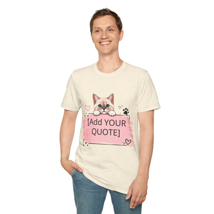 Personalized Cat Peeking T-Shirt – Add Your Own Quote | Cute Kitten Gift