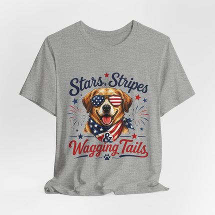 Patriotic Dog Tee — "Stars, Stripes & Wagging Tails"