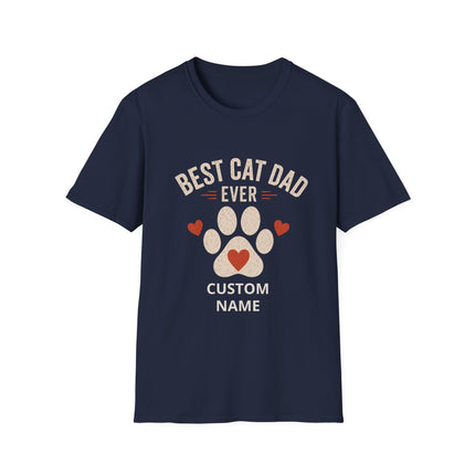 Best Cat Dad Ever Personalized T-Shirt – Custom Cat Name Gift for Cat Lovers
