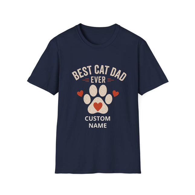 Best Cat Dad Ever Personalized T-Shirt – Custom Cat Name Gift for Cat Lovers