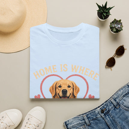 Home Is Where My Dog [Name] Is Personalized T-Shirt – Custom Golden Retriever Gift