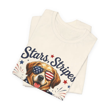 Patriotic Dog Tee — "Stars, Stripes & Wagging Tails"