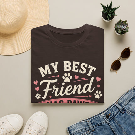 My Best Friend Has Paws Personalized T-Shirt – Custom Pet Name Dog & Cat Lover Gift