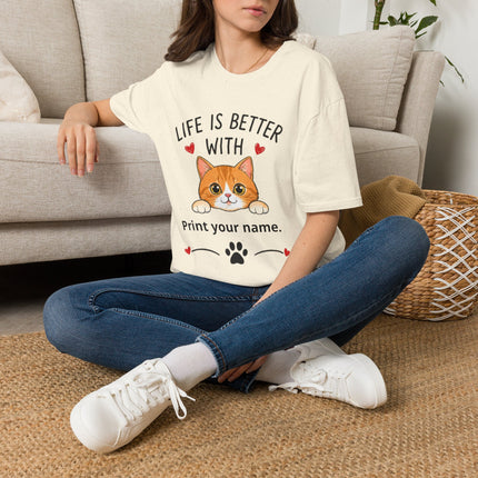 Life Is Better With Cat T-Shirt — Customizable Pet Lover Tee