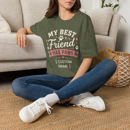 My Best Friend Has Paws Personalized T-Shirt – Custom Pet Name Dog & Cat Lover Gift