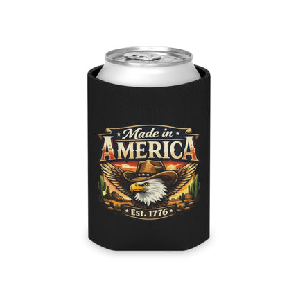 Made in America Can Cooler — Patriotic Bald Eagle Beer Koozie (Est. 1776)
