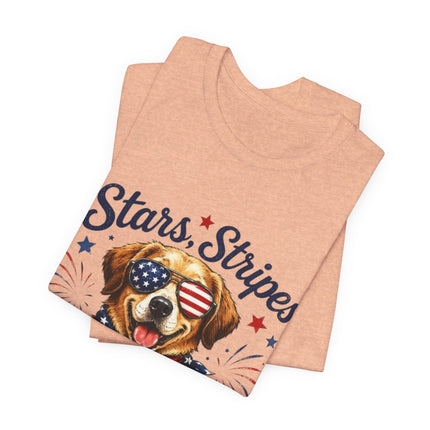 Patriotic Dog Tee — "Stars, Stripes & Wagging Tails"