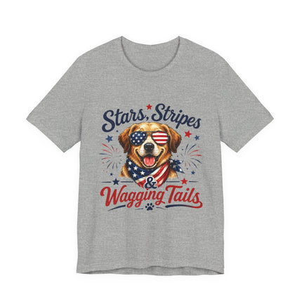 Patriotic Dog Tee — "Stars, Stripes & Wagging Tails"