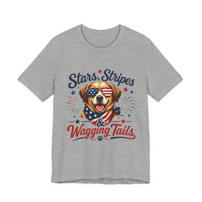 Patriotic Dog Tee — "Stars, Stripes & Wagging Tails"