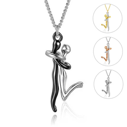 18K Love Hug Couple Necklace – Romantic Anniversary & Valentine’s Day Pendant