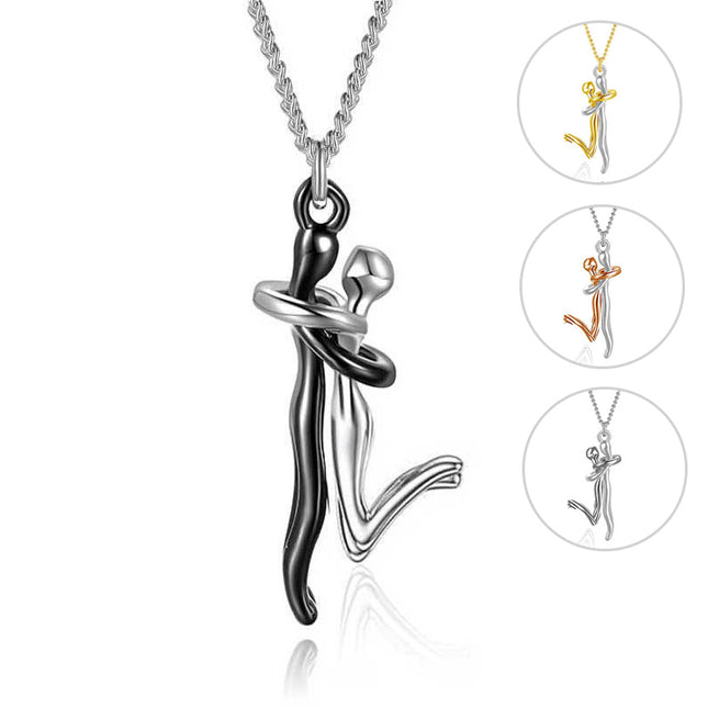 18K Love Hug Couple Necklace – Romantic Anniversary & Valentine’s Day Pendant