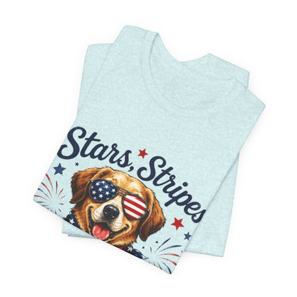 Patriotic Dog Tee — "Stars, Stripes & Wagging Tails"