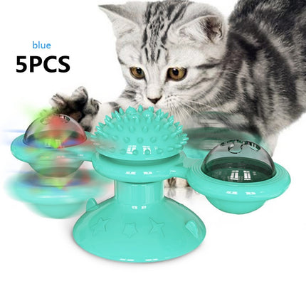 Interactive Cat Windmill Toy – Rotating Suction Cup Catnip & Teeth Grinding Toy