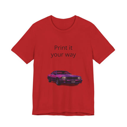 Retro Purple Muscle Car Tee — "Print it your way" Graphic T-Shirt
