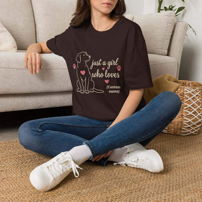 Just a Girl Who Loves Dogs Personalized T-Shirt – Custom Dog Name Gift for Women
